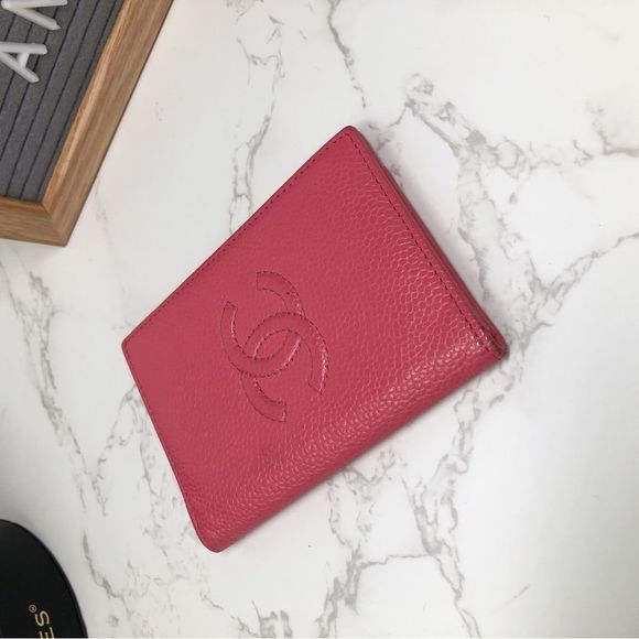 SOLD Chanel CC Pink Caviar Leather Card holder Case Wallet - Picture 2 of 13
